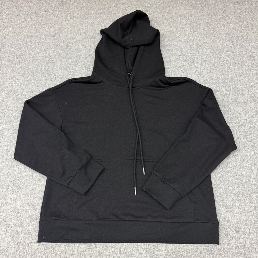 Automet Hoodie Sweatshirt Small Black Long Sleeve Kangaroo Pocket Drop Shoulder